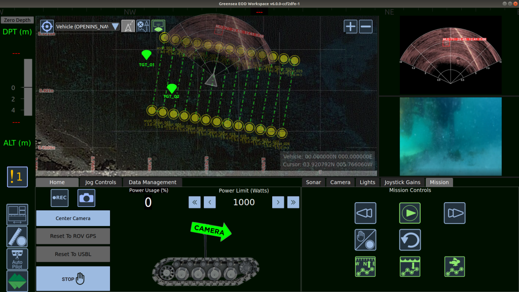 Bayonet AUGV or surf zone crawler user interface. this is showing the waypoints of an autonomous beach survey