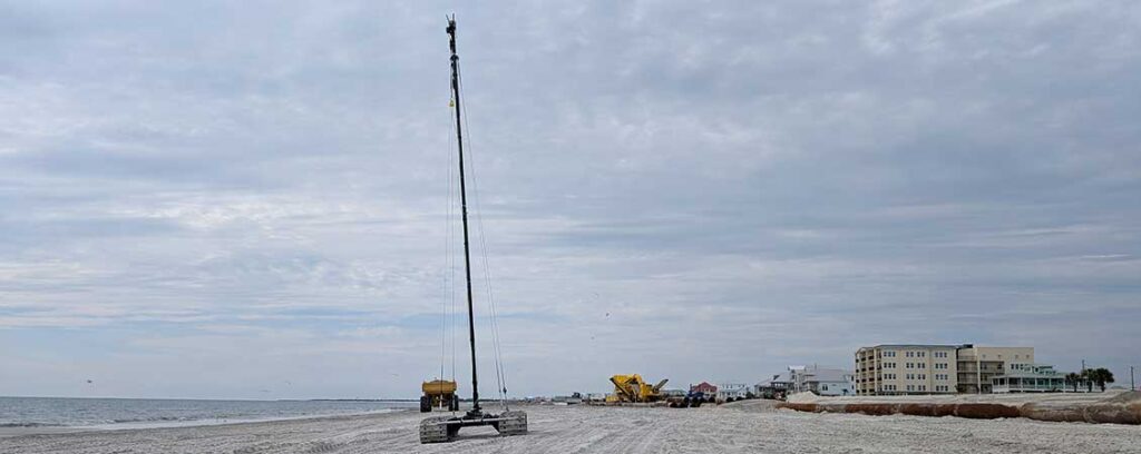 Bayonet surf zone crawler performing near shore RTK survey